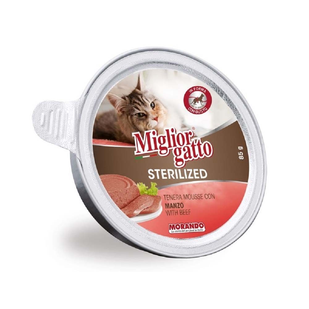 Miglior Gatto Sterilized Mousse with Beef Wet Cat Food - 85 g - Pack of 12