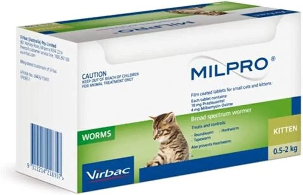 Virbac Milpro Dewormer for small cats and kittens 1 Tablet