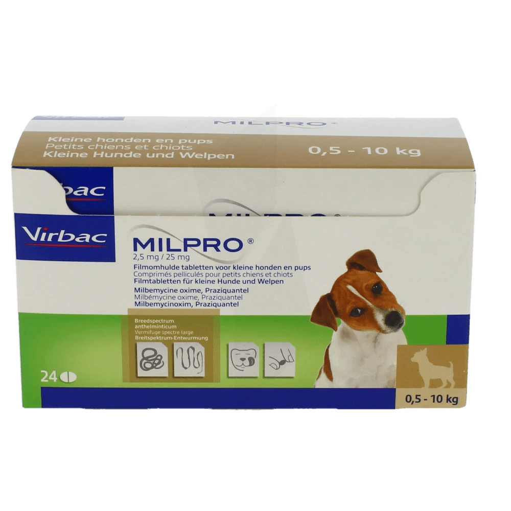 Milpro Dewormer for small dogs and puppies 0.5-10 kg (2.5-25mg) 1 tablet