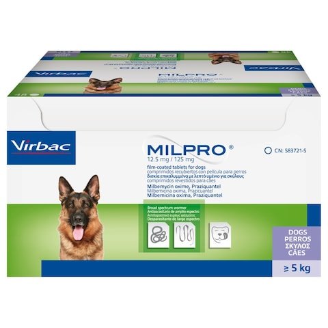 Milpro Dewormer for dogs more than 5 kg (12.5-125mg) 1 tablet