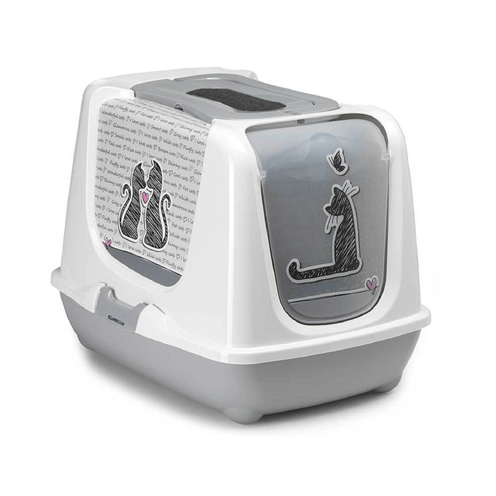 Moderna Cats In Love Trendy Cat Litter Box - Speckled Grey - 50cm