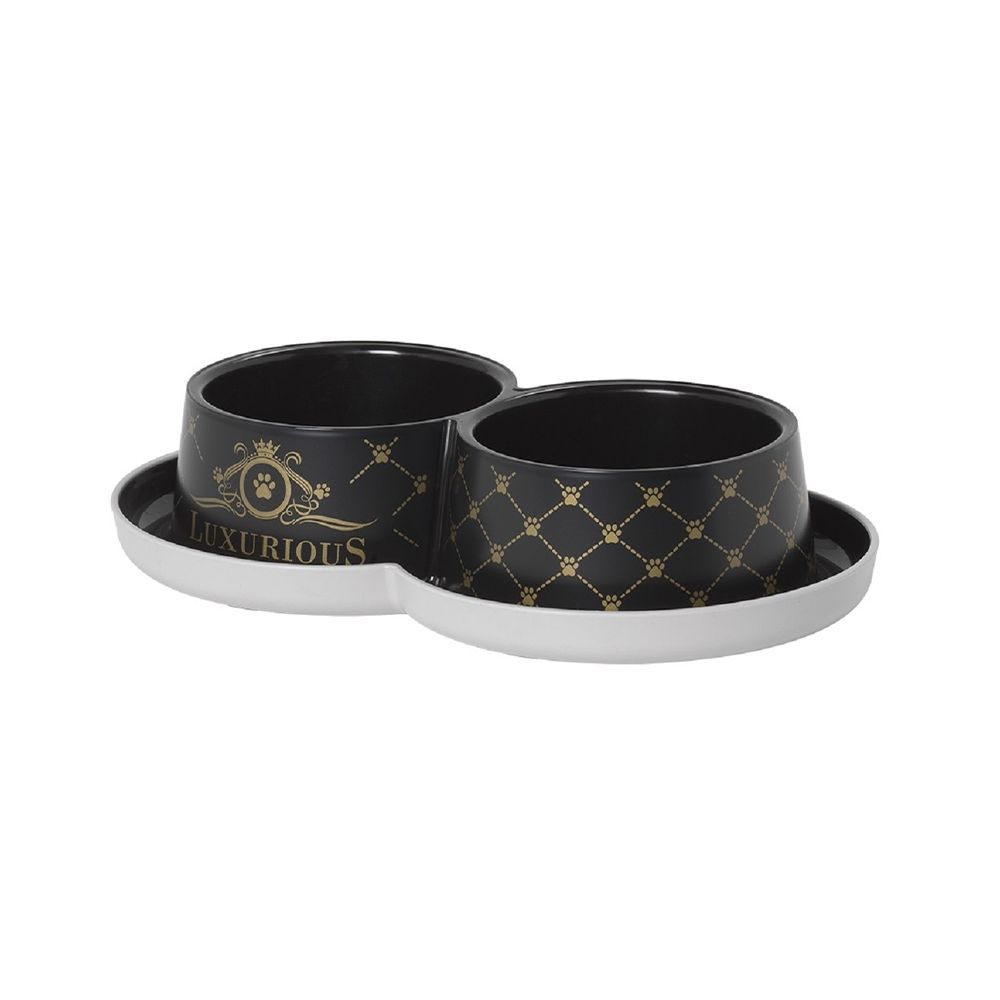 Moderna Luxurious Trendy Double Cat Bowl - 2 x 350 ml - Black