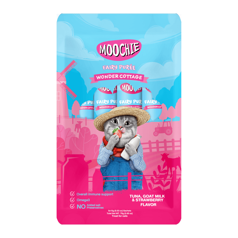 Moochie Wonder Cottage Tuna, Goat Milk & Strawberry Flavor Cat Pouch -75g