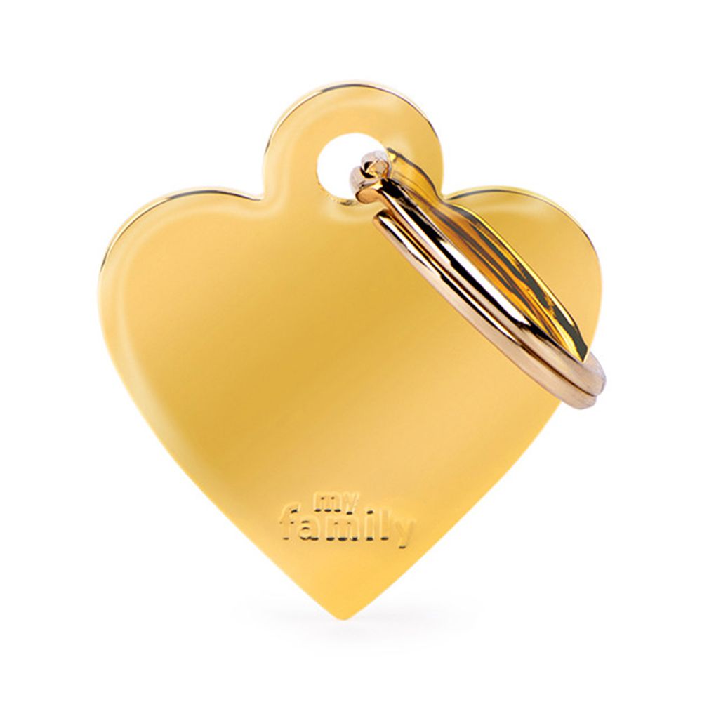 MyFamily Basic Collection Small Heart in Golden Plated Brass Pet ID Tag