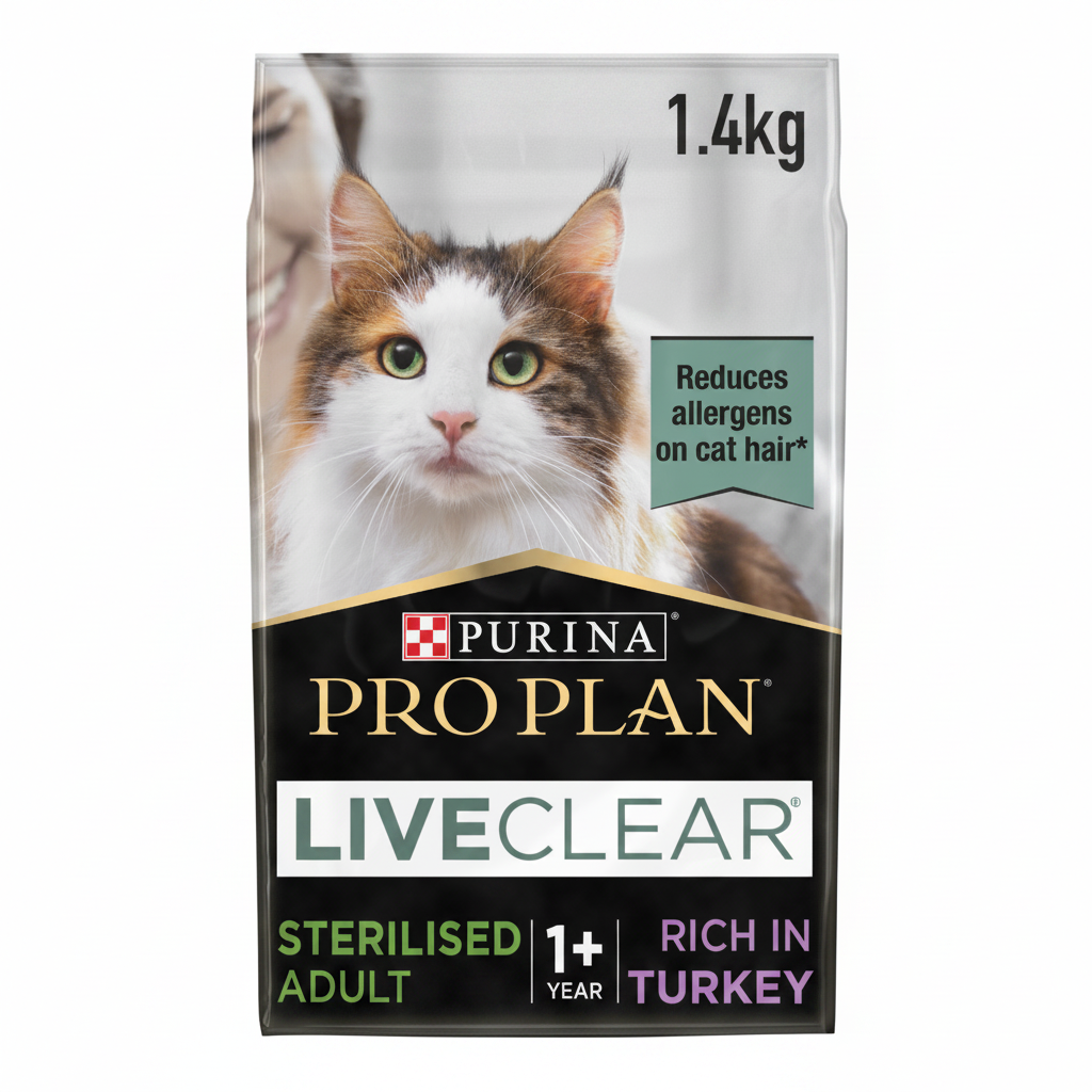 Purina Pro Plan LiveClear Sterilised Adult, Allergen Reducing Dry Cat Food with Turkey 1.4 kg