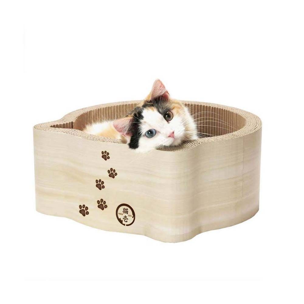 Necoichi Cat Headed Scratcher Bed - 14.2L x 14.2W x 5.9H Inch