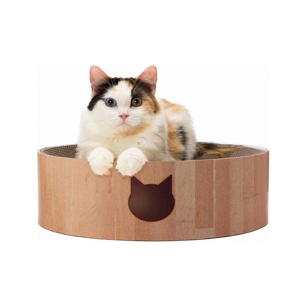 Necoichi Oak Cozy Cat Scratcher Bowl - 15.7L x 15.7W x 4.7H Inch