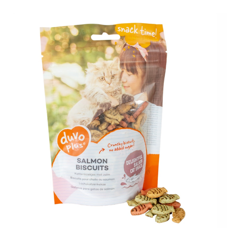 Duvo+ Salmon Cat Biscuits with Vitamin E – No Added Sugar, 50g