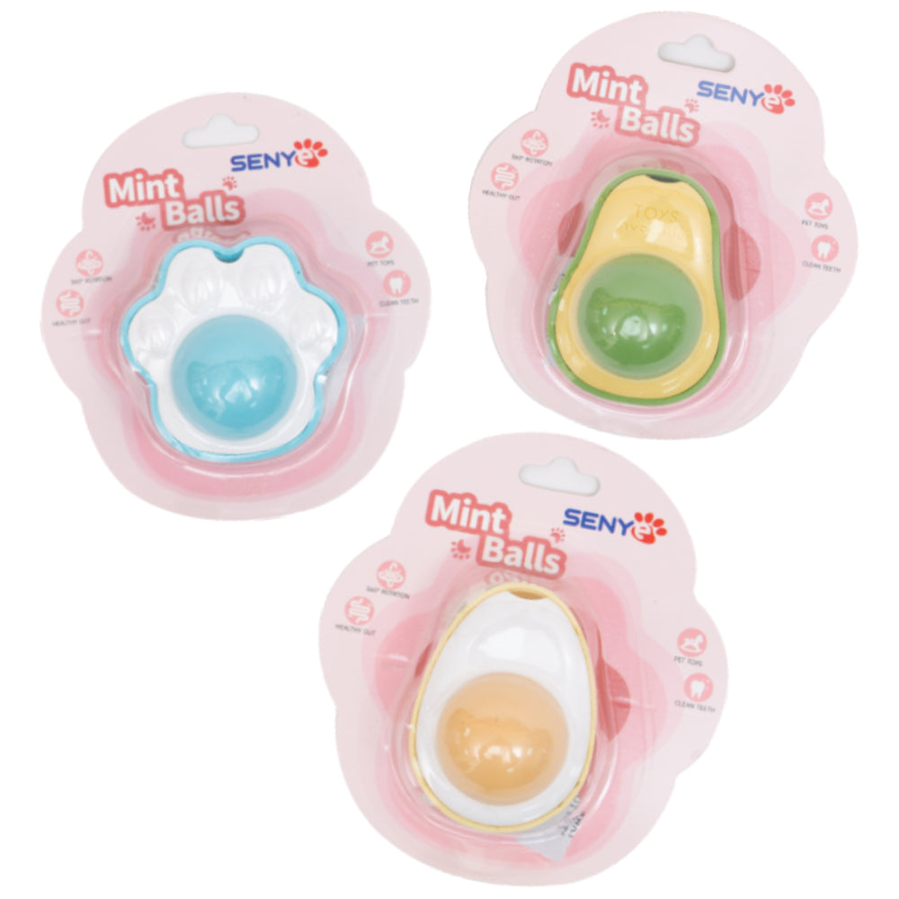 Fun-Shaped Catnip Mint Balls - Self-Adhesive Wall Cat Toy for Dental Health & Interactive Play