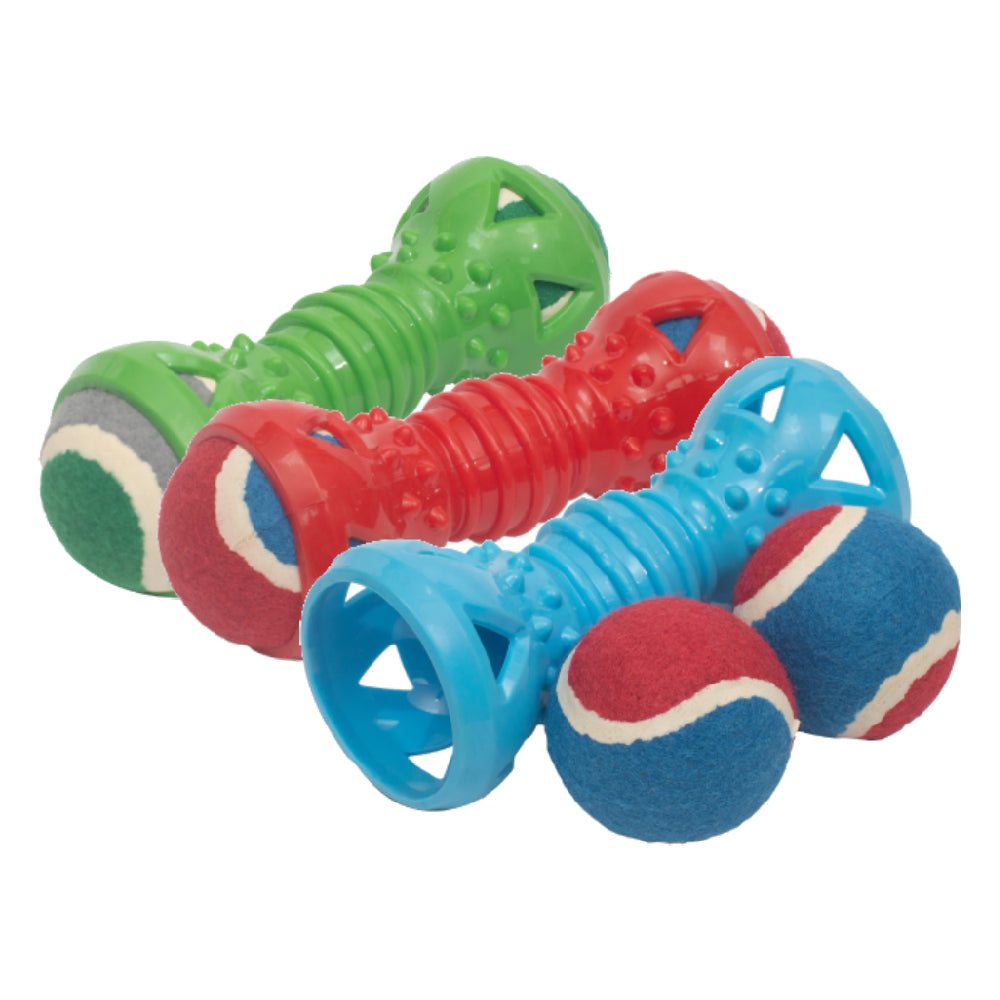 2-Ball Dumbbell Dog Toy - Interactive Fetch & Chew with Detachable Balls | Durable Training Toy for Active Dogs
