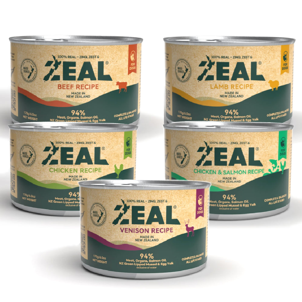 Zeal Grain Free Canned Dog Food - 94% New Zealand Meat, Green Lipped Mussel - 170g