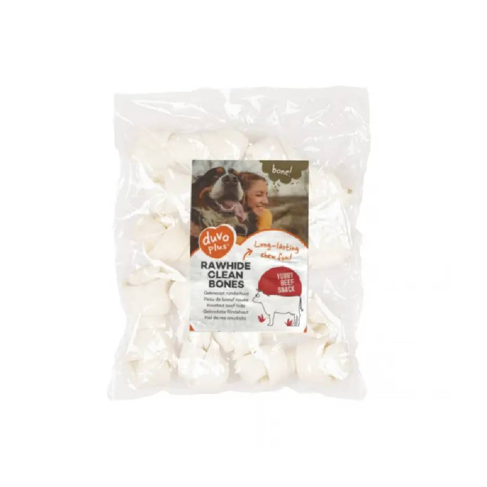 Duvo Boneata Knotted Rawhide Bones for Dogs – 10cm, Pack of 9