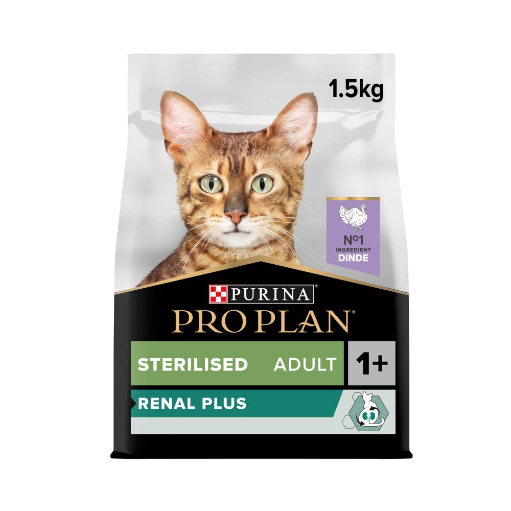 Purina Pro Plan Sterilised Adult Renal Plus Dry Cat Food with Turkey, 1.5 kg