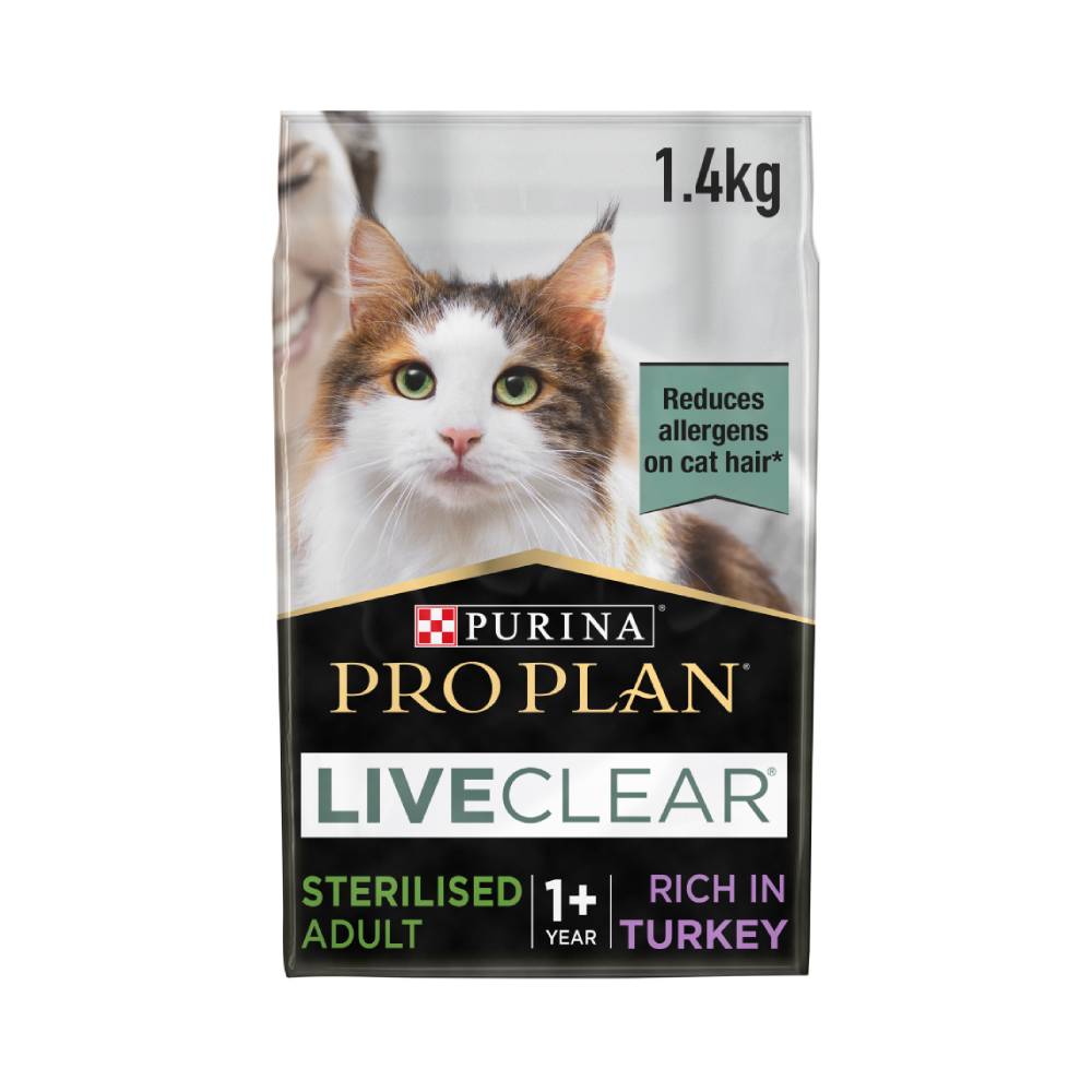 Purina Pro Plan LiveClear Sterilised Adult, Allergen Reducing Dry Cat Food with Turkey 1.4 kg