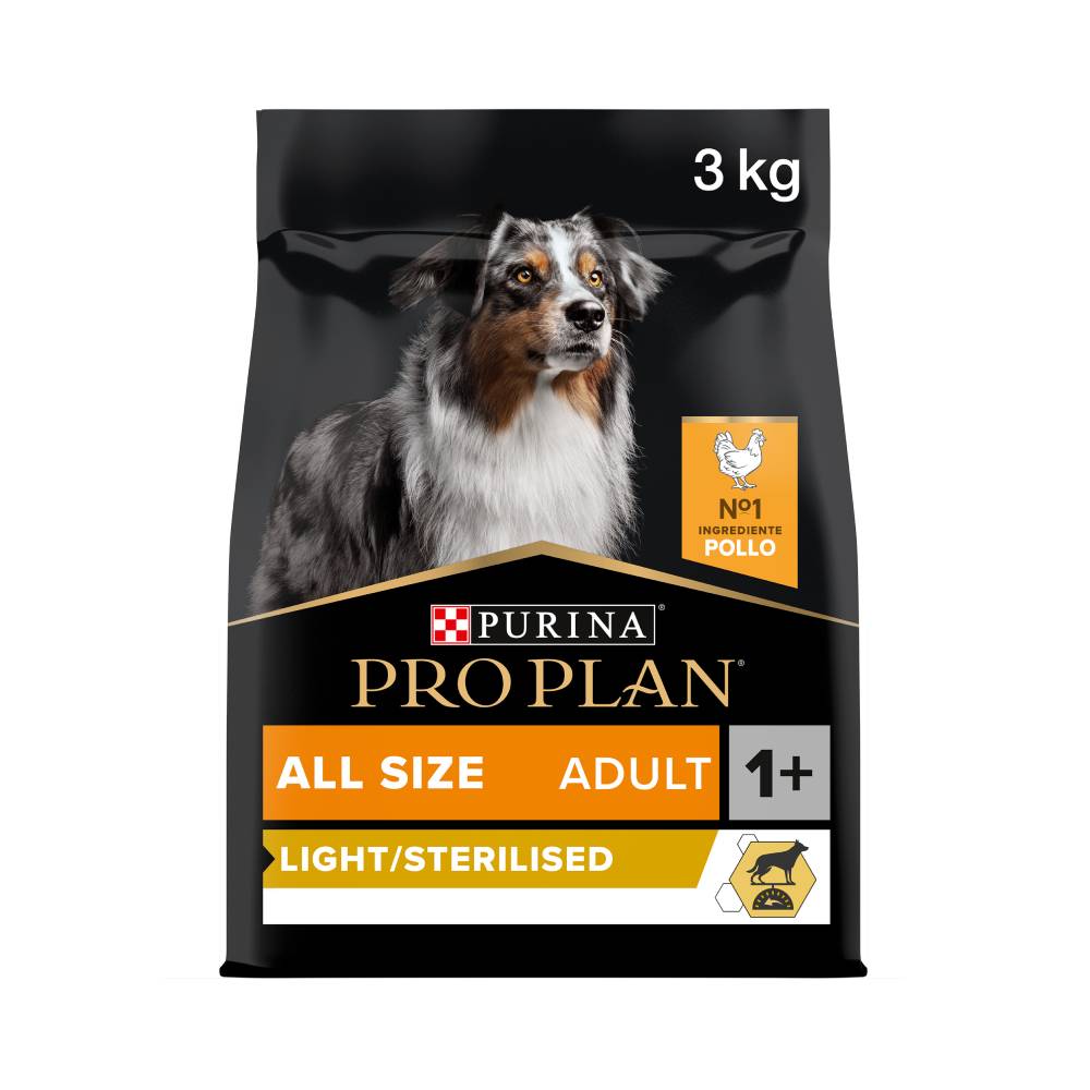 Purina Pro Plan Light Sterilised All Sizes Adult, Dry Dog food with Chicken, 3 kg