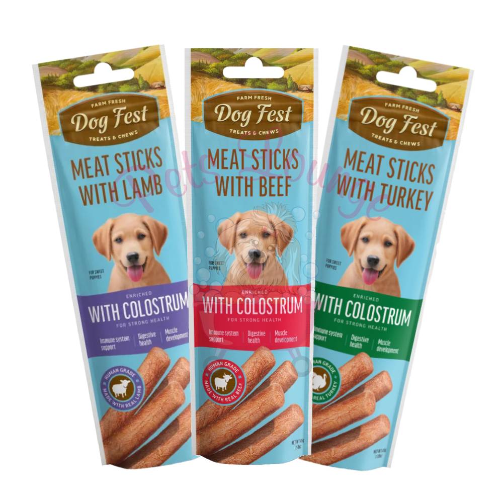 Dog Fest Colostrum Stick Dog Treats 45g – Immune Support, Real Meat | Beef, Lamb & Turkey