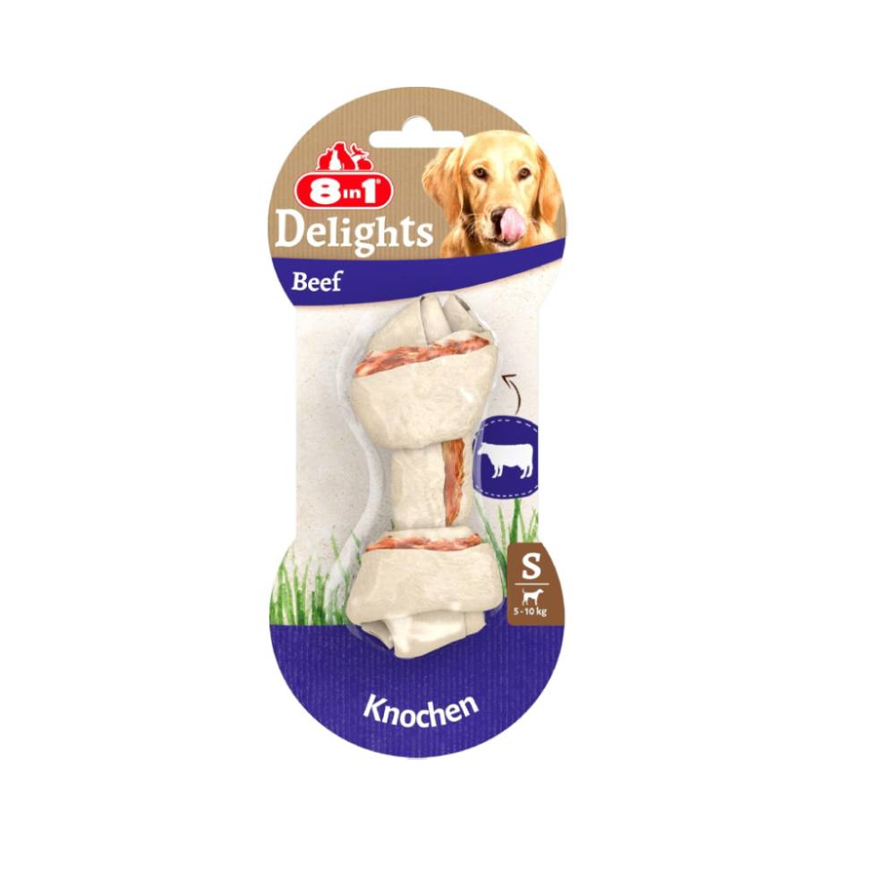 8in1 Beef Delights Rawhide Bone | Small Dog Chew with Real Beef – Dental & Fun