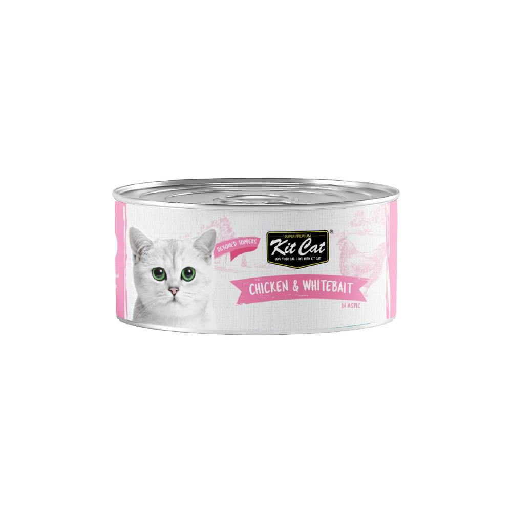 Kit Cat Tuna & Whitebait Toppers — Grain-Free Wet Cat Food Topper 80g