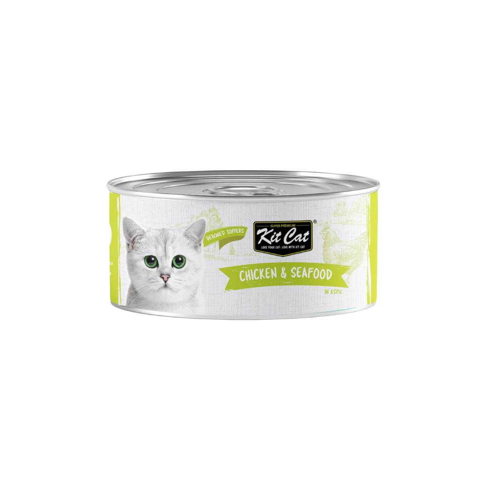 Kit Cat Chicken & Seafood Toppers — Grain-Free Wet Cat Food Topper 80g