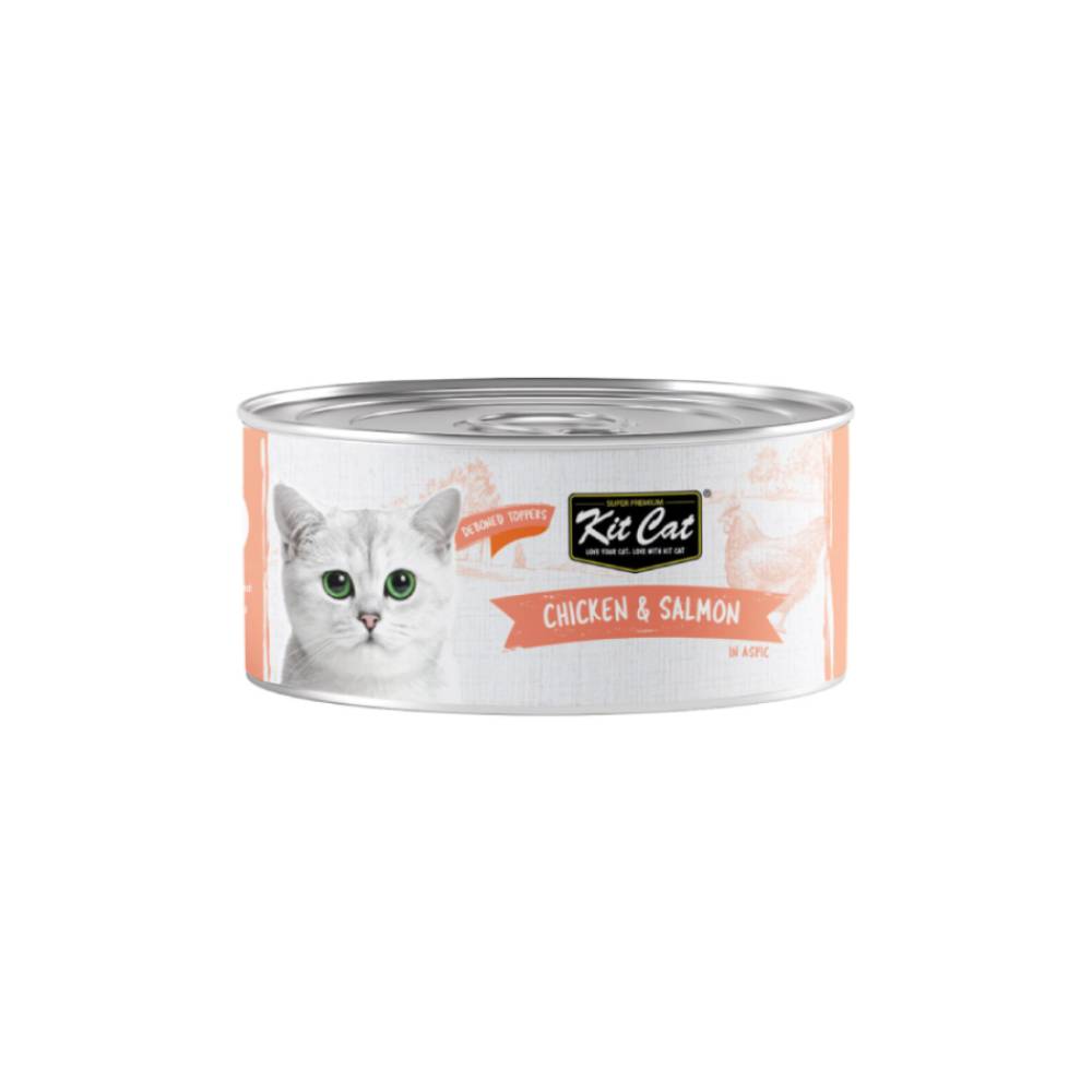 Kit Cat Chicken & Salmon Toppers — Grain-Free Wet Cat Food Topper 80g
