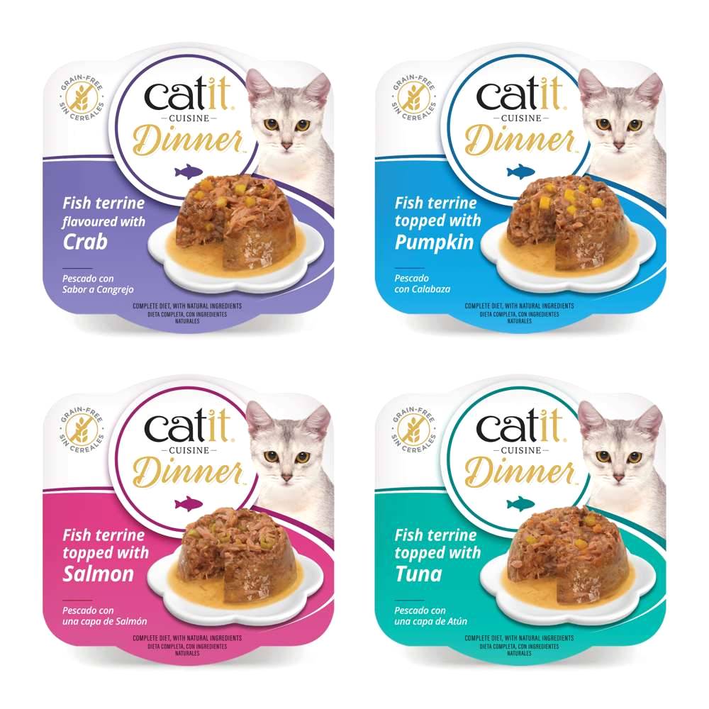 Catit Dinner Wet Cat Food — Grain-Free Chicken & Fish Recipes for All Life Stages (85g, 12 Flavours)