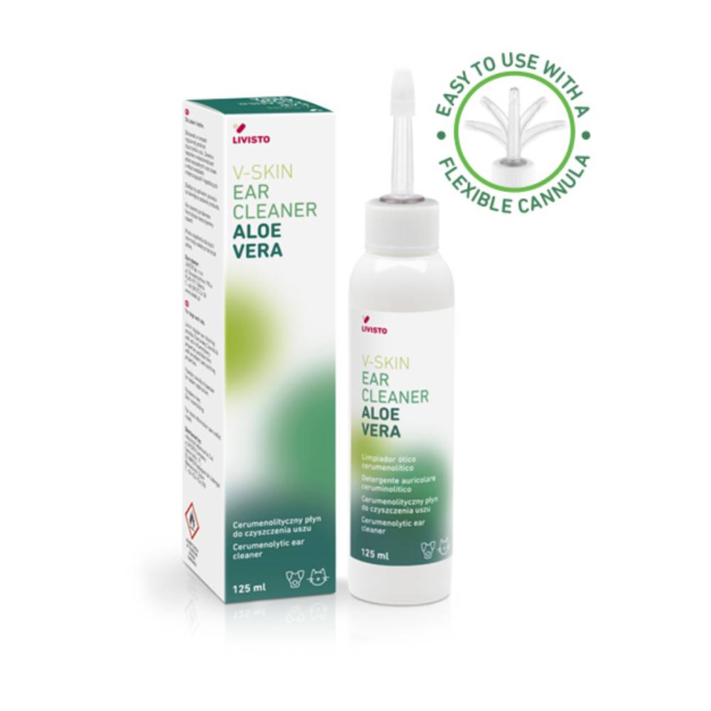 Livisto V-Skin Aloe Vera Ear Cleaner for Dogs & Cats – 125 ml | Wax & Debris Removal