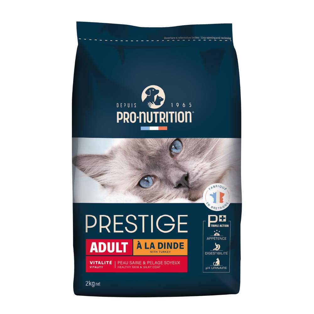 Pro Nutrition Prestige Adult Cat Dry Food — Real Turkey, 74% Animal Protein, Made in France, 2kg