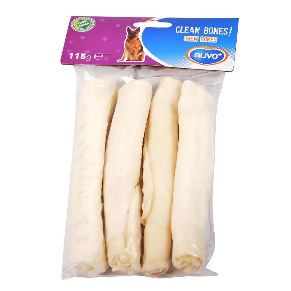 Duvo+ Bone! Roll Dried Rawhide Dog Chew – 15cm, Pack of 4