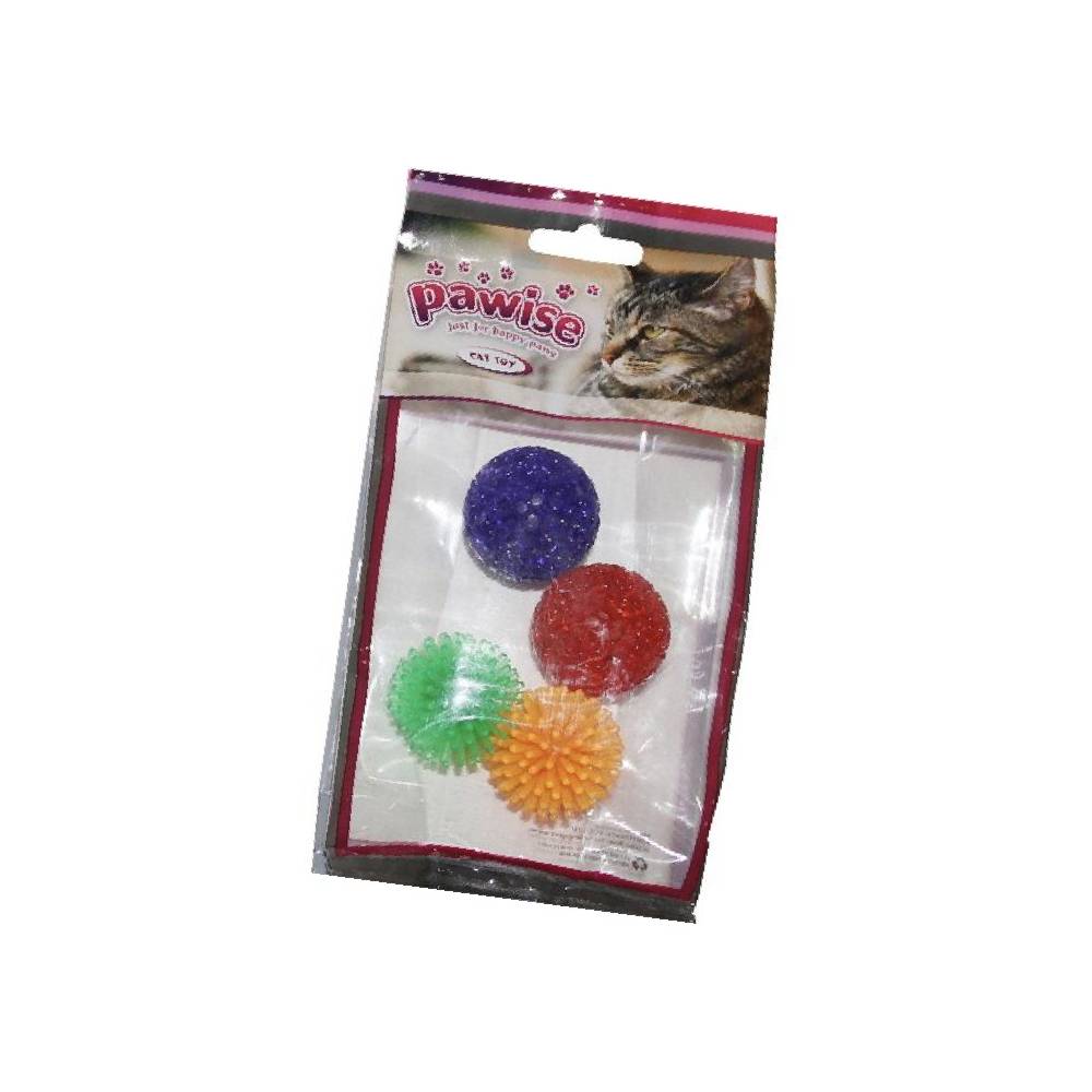 Pawise Glitter Ball Cat Toys - Colorful 4-Pack for Active Cats