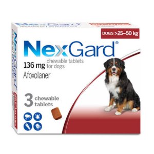 NexGard Chewable Tablets for Dogs 136 MG (25 to 50 KG) (1 Tablet)
