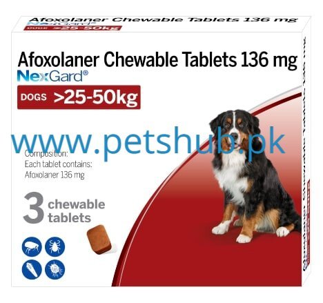 NexGard Chewable Tablets for Dogs 136 MG (25 to 50 KG) (1 Tablet)