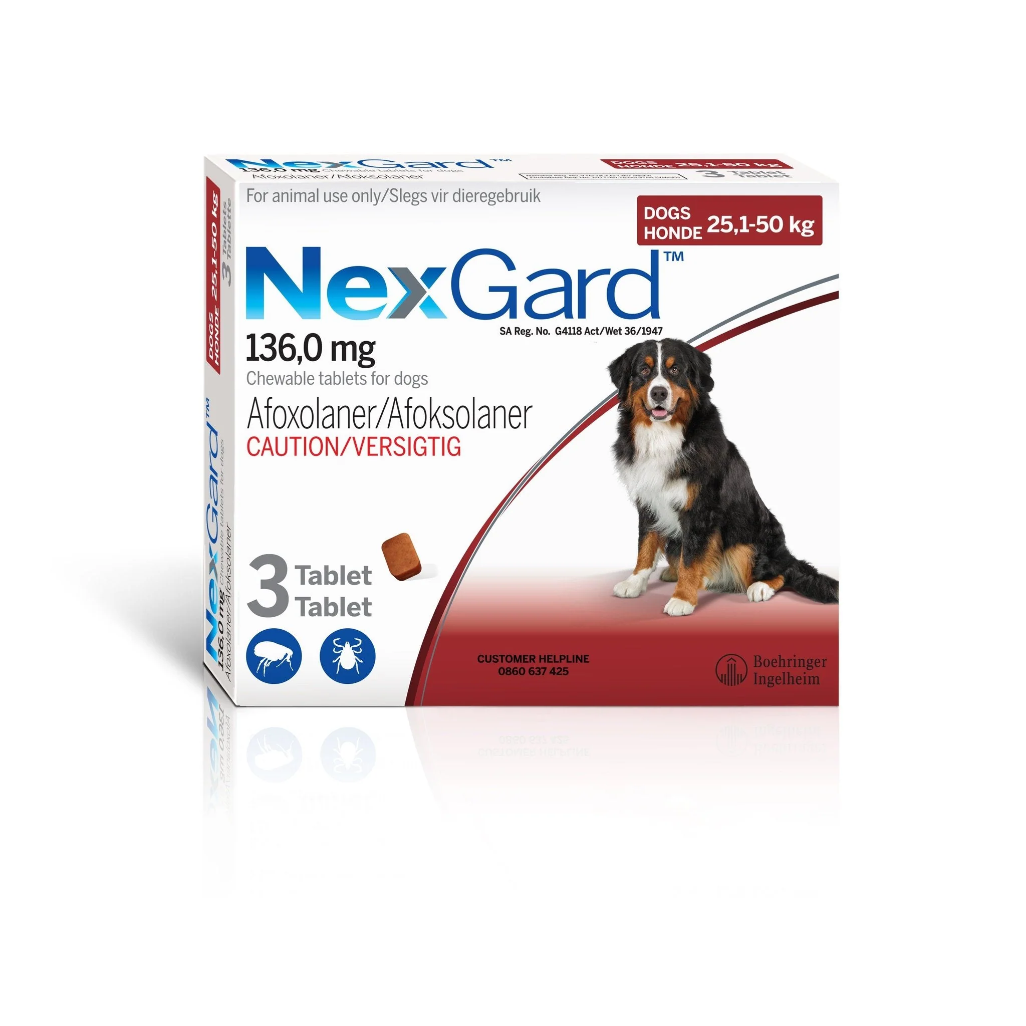 NexGard 136 mg chewable tablets for dogs (1 Tablet)