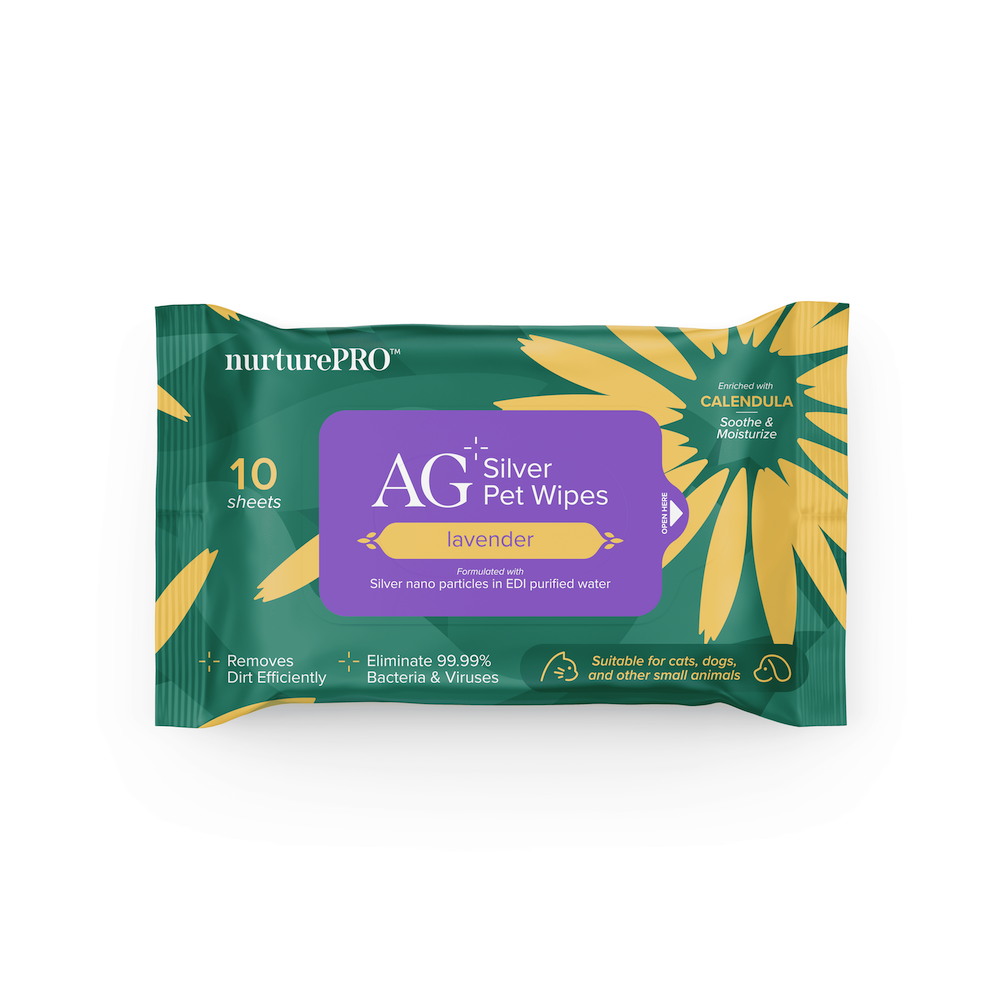 NurturePro AG+ Silver Pet Lavender Wet Wipes - 10 Sheets