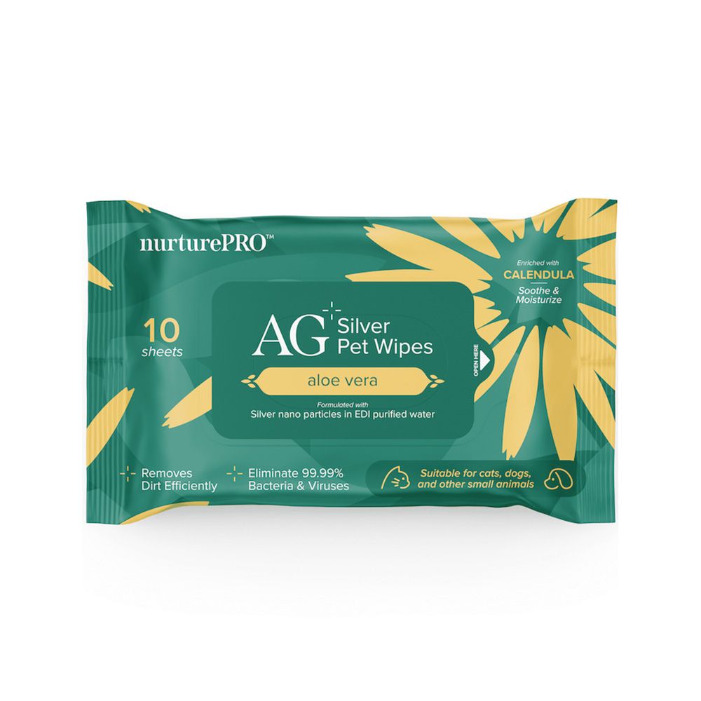 NurturePro AG+ Silver Pet Aloe Vera Wet Wipes - 10 Sheets