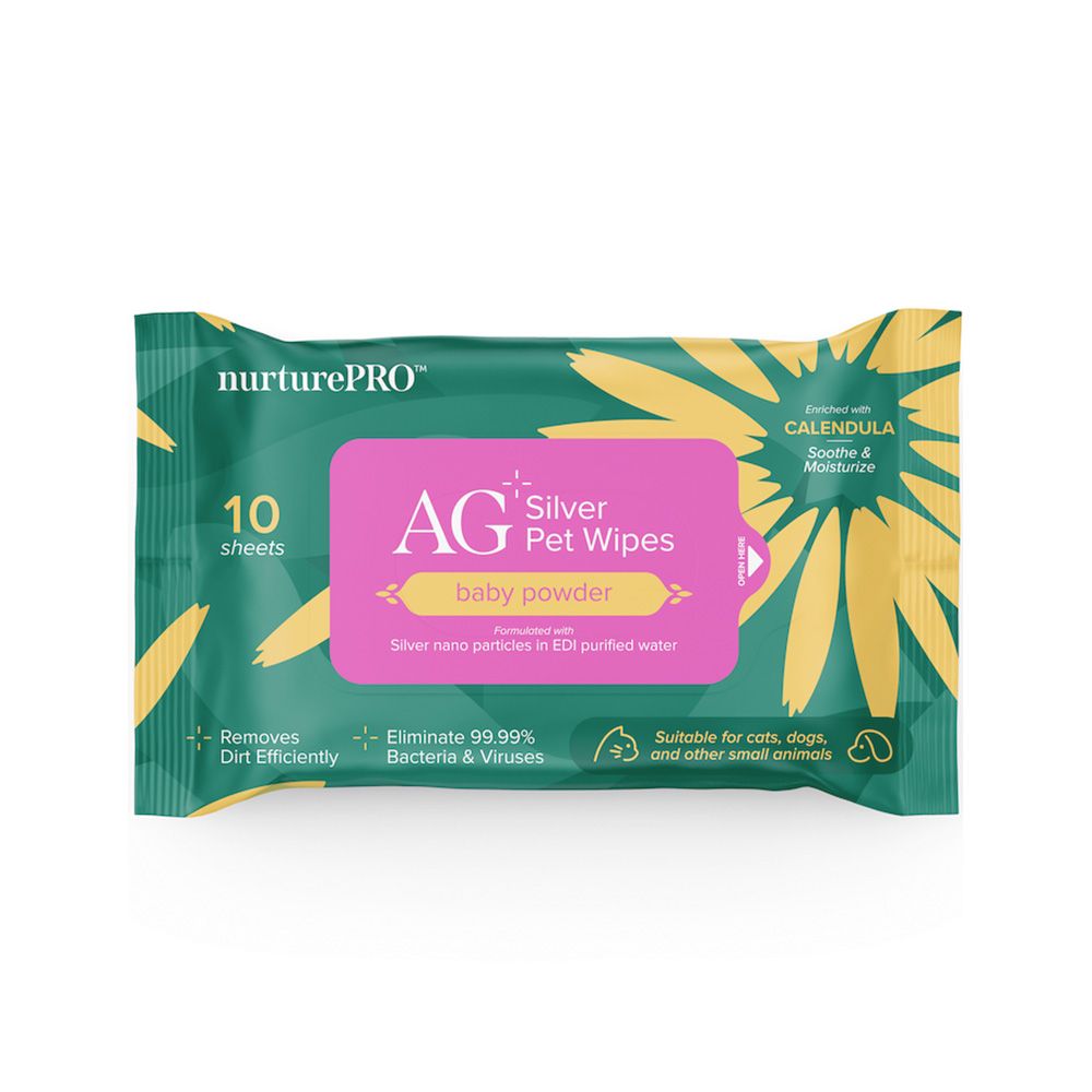 NurturePro AG+ Silver Pet Baby Powder Wet Wipes - 10 Sheets