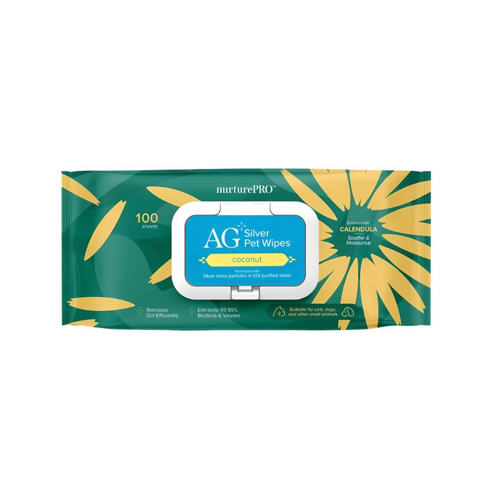 NurturePro AG+ Silver Pet Coconut Scented Wet Wipes - 100 Wipes