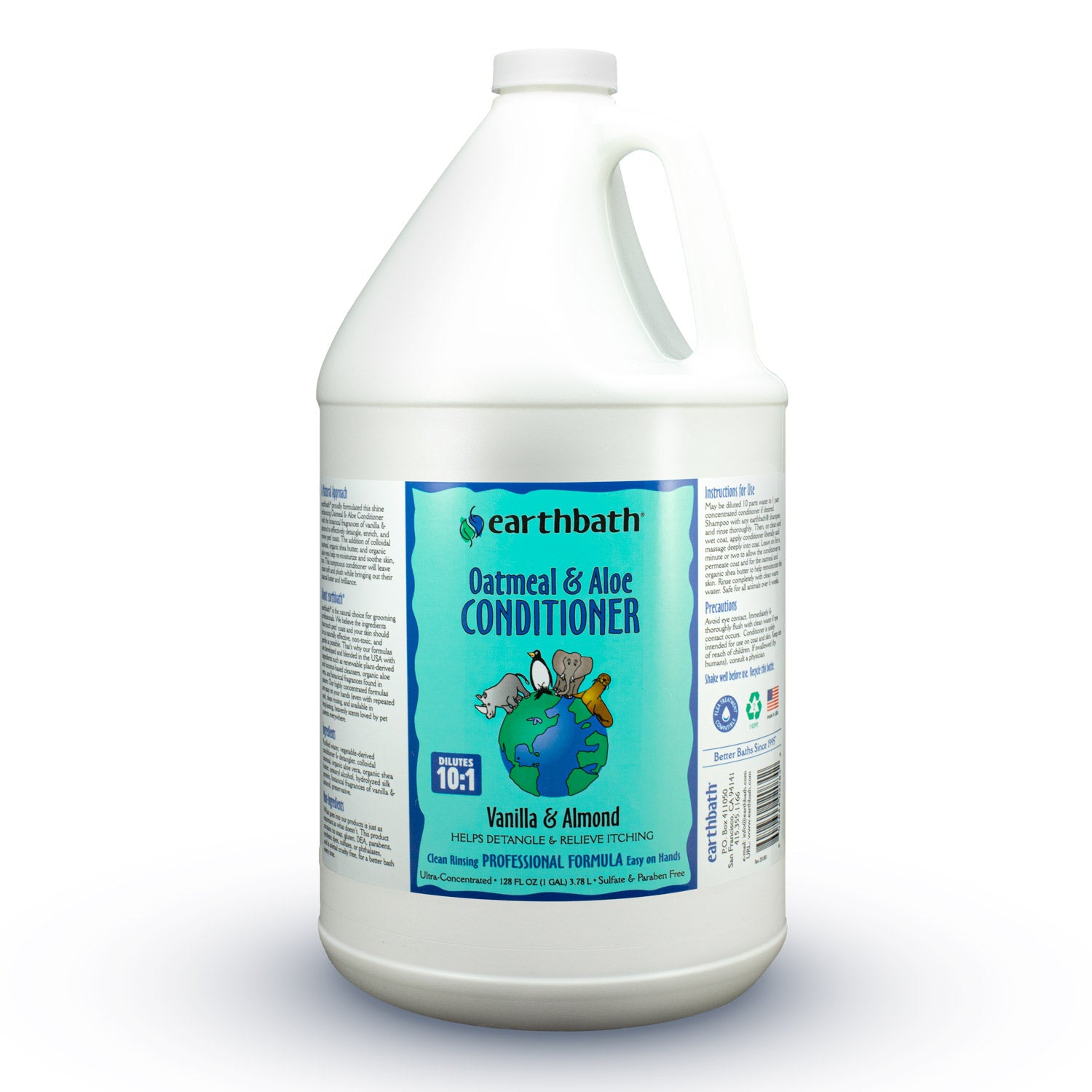 earthbath Oatmeal & Aloe Conditioner Vanilla & Almond, Made in USA, 128 oz (1 Gallon )