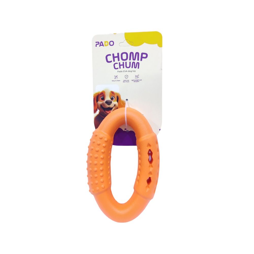 Pado Chomp Chum Oval Eva Dog Toy - Orange - 15 x 10 cm