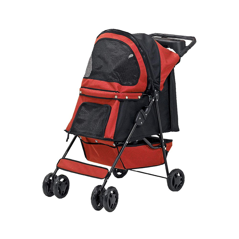 Pawise Foldable Pet Stroller - Red - 68L x 46W x 100H cm