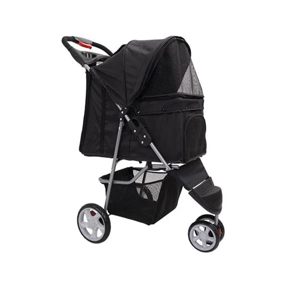 Pawise Pet Stroller With 3 Wheels - Black - 68L x 46W X 100H cm