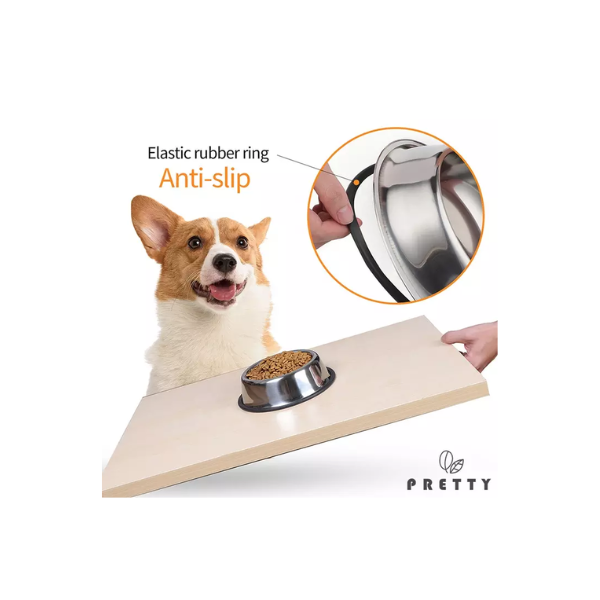 Pet Feeding Anti Slip Steel Bowl (18, 22 and 34Cm)