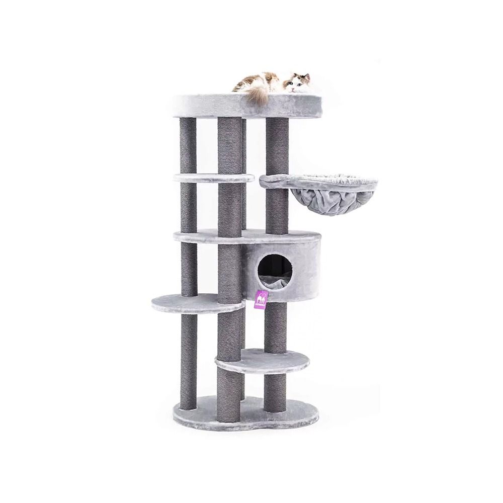 Petrebels Kings and Queens Isabella 170 Cat Scratching Post - Grey - 78L x 58W x 170H cm