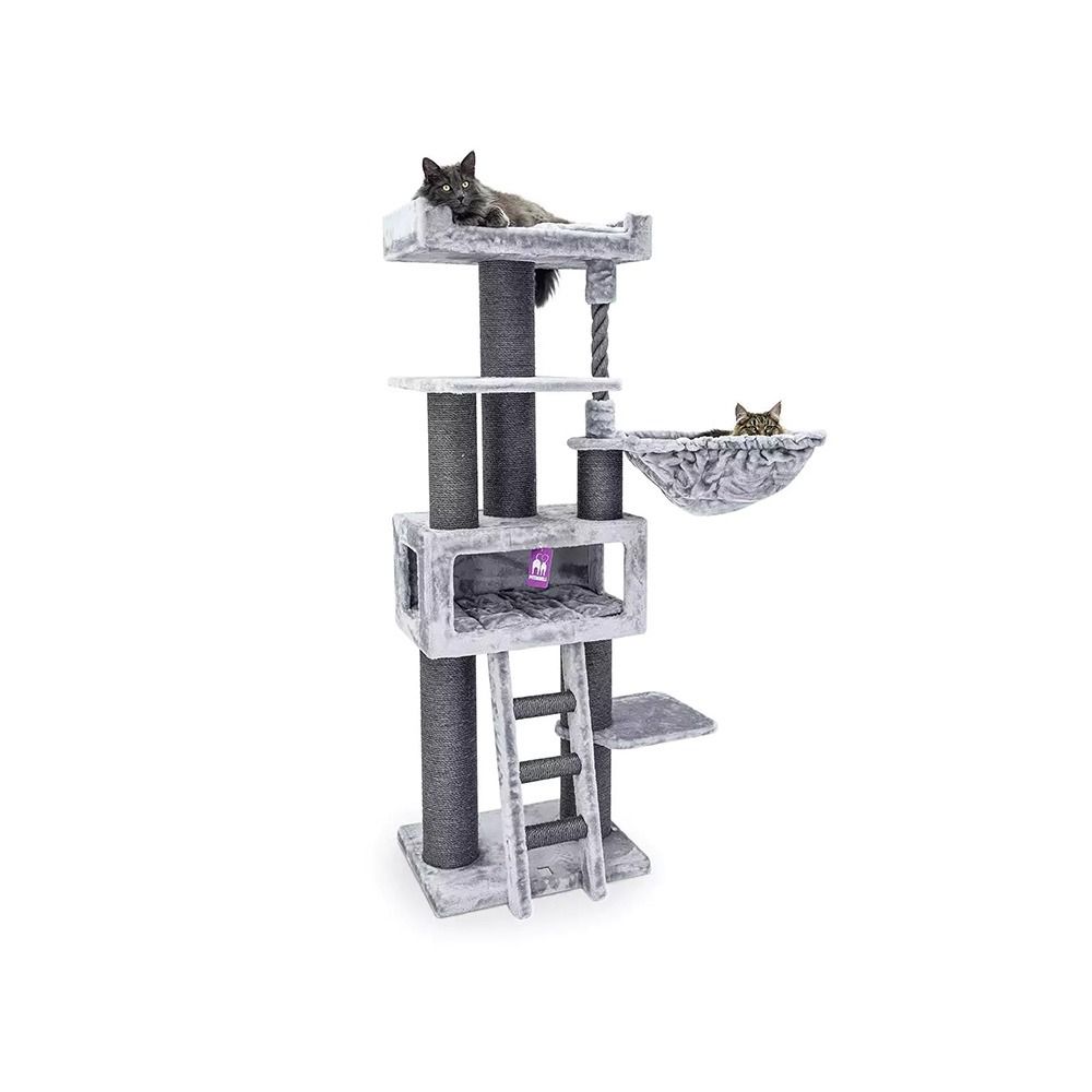 Petrebels Lucky Bastards Parklane 175 Cat Scratching Post - Grey - 58L x 45W x 175H cm