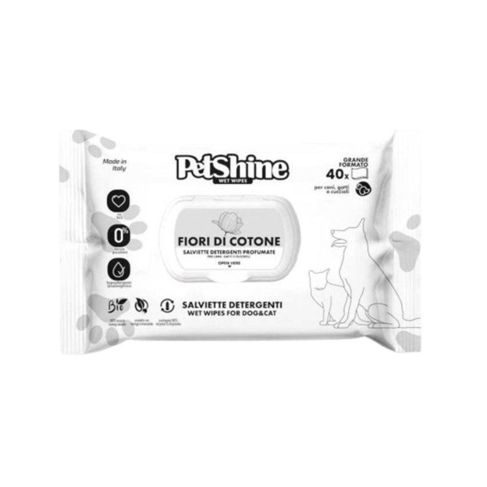 PetShine Fiore Di Cotone Pet Wet Wipes - 40 Pcs