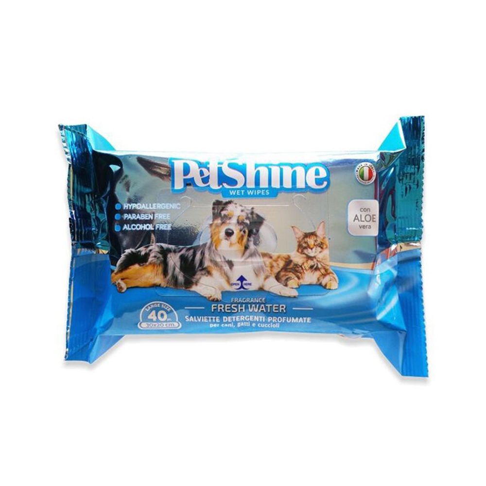 Petshine Fresh Water Fragrance Pet Wipes - 40 Pcs