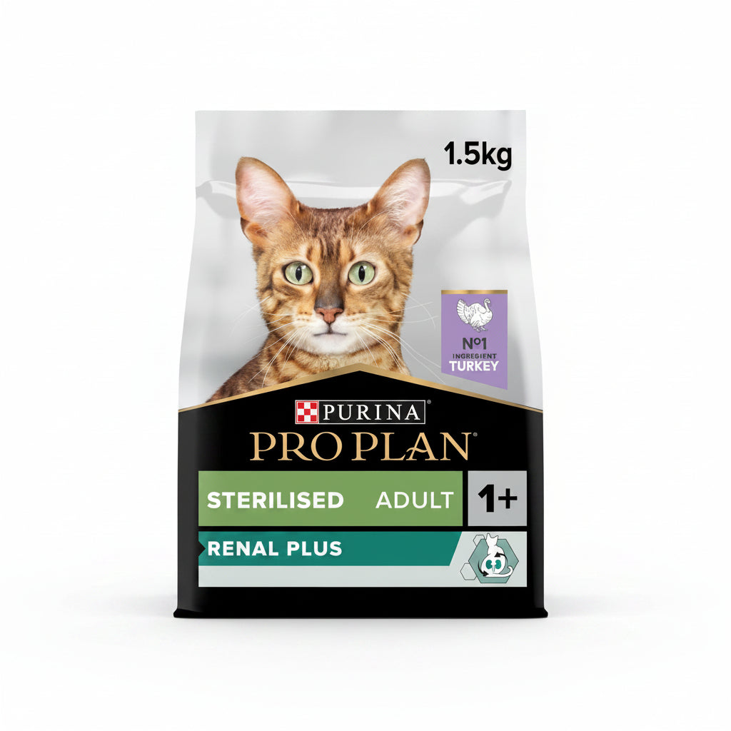 Purina Pro Plan Sterilised Adult Renal Plus Dry Cat Food with Turkey, 1.5 kg