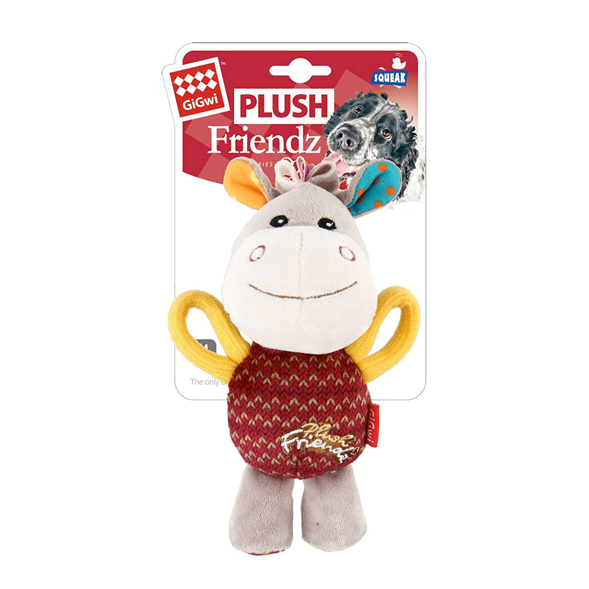 Gigwi Plush Friendz Dog Toy with Squeaker Donkey