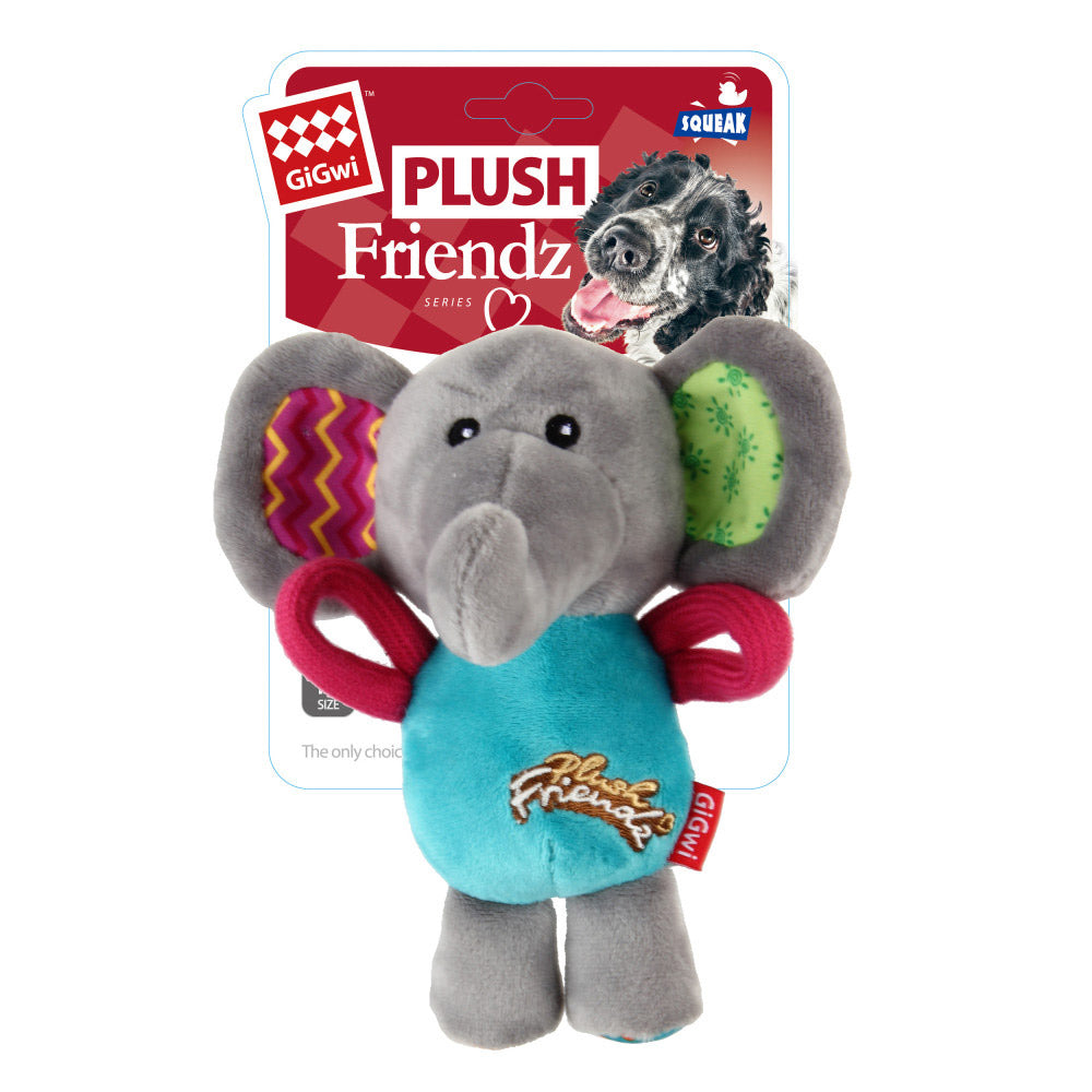 GiGwi Plush Friendz Squeaker Dog Toy Elephant