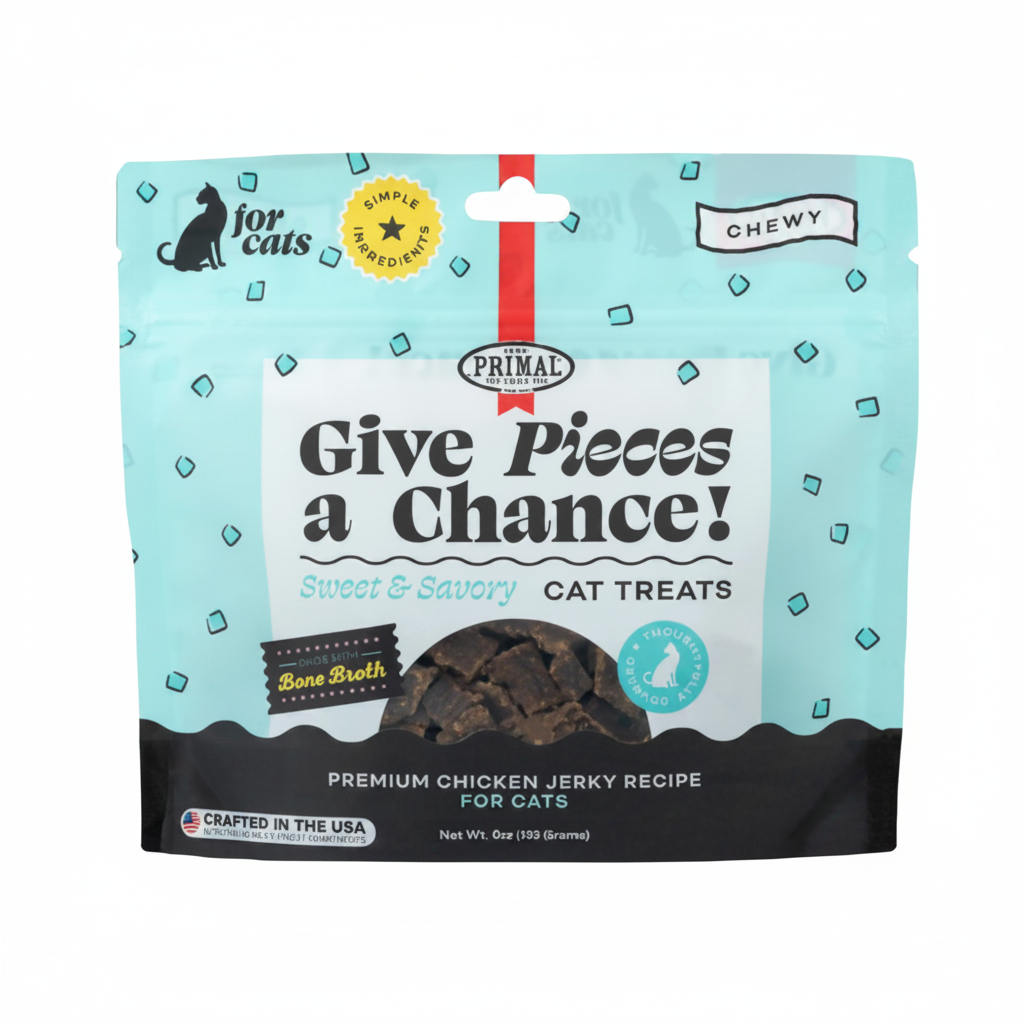 Primal Give Pieces A Chance Chicken with Broth for cats! Jerky Treat 4oz