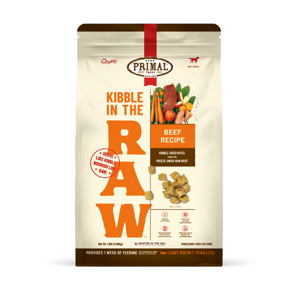 Primal Canine Beef Kibble in the Raw Hypoallergenic Dog Dry Food